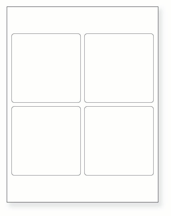 8-1/2 x 11" White Laser Label, 4 Labels per Sheet Measuring 3.875" x 3.875". SKU: 395W