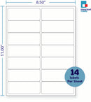 8-1/2 x 11" White Laser Label, 14 Labels per Sheet Measuring 4" x 1.5". SKU: 420W