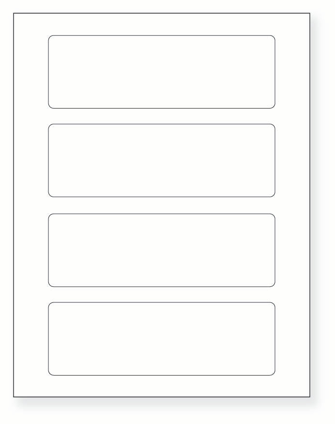 8-1/2 x 11" White Laser Label, 4 Labels per Sheet Measuring 6.5" x 2.0875". SKU: 435W