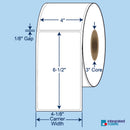 4″ x 6-1/2″ Direct Thermal Labels, 900 Per Roll, on 3" Core - 4 Rolls. SKU: 510513