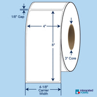 4″ x 8″ Direct Thermal Labels 750 Per Roll on 3" Core - 4 Rolls. SKU: 510875