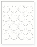 8-1/2 x 11" White Laser Label, 16 Round Labels per Sheet Measuring 1.75" Round. SKU: 510W