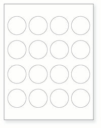 8-1/2 x 11" White Laser Label, 16 Round Labels per Sheet Measuring 1.75" Round. SKU: 510W
