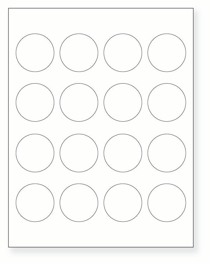 8-1/2 x 11" White Laser Label, 16 Round Labels per Sheet Measuring 1.75" Round. SKU: 510W