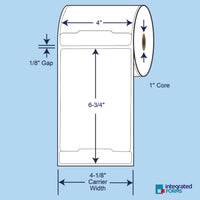 4″ x 6″ With 3/4″ Tab, 245 Labels on roll with 1" core, 12 rolls. SKU: 530695