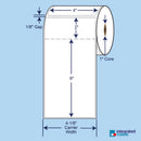 4″ x 6″ With 2" Tab, 185 Labels on Roll with 1" Core, 12 Rolls. SKU: 530706