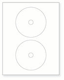 8-1/2 x 11" White Laser Label, 2 DVD Labels per Sheet Measuring 4.57". Round SKU: 545W