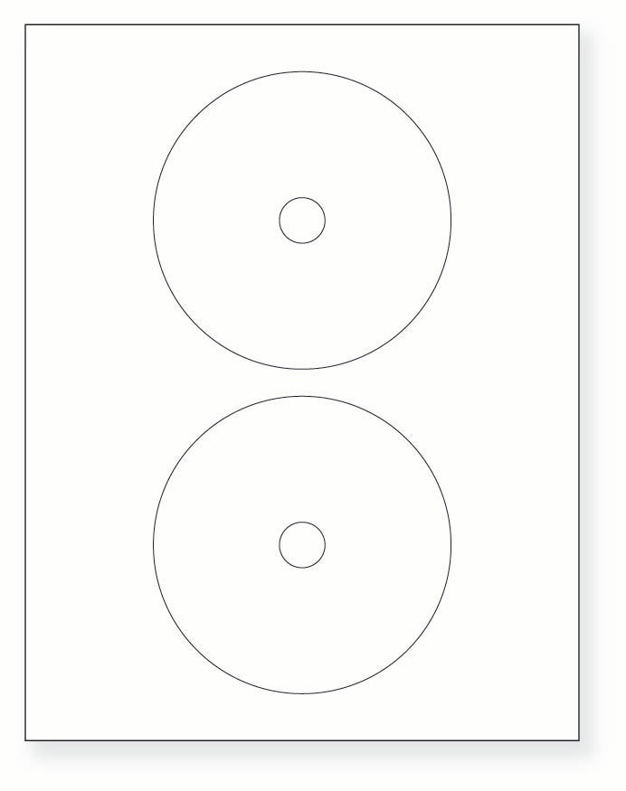 8-1/2 x 11" White Laser Label, 2 DVD Labels per Sheet Measuring 4.57". Round SKU: 545W