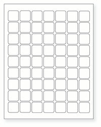 8-1/2 x 11" White Laser Label, 63 Labels per Sheet Measuring 1" x 1". SKU: 630W