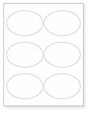 8-1/2 x 11" White Laser Label, 6 Oval Labels per Sheet Measuring 3.875" x 2.6875". SKU: 650W