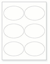 8-1/2 x 11" White Laser Label, 6 Oval Labels per Sheet Measuring 3.875" x 2.6875". SKU: 650W
