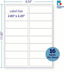 8-1/2 x 11" White Laser Label, 16 Labels per Sheet Measuring 4" x 1.3125". SKU: 655W