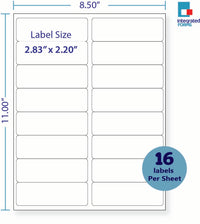 8-1/2 x 11" White Laser Label, 16 Labels per Sheet Measuring 4" x 1.3125". SKU: 655W