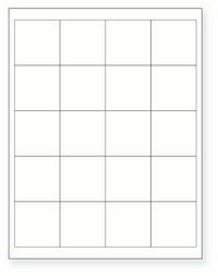8-1/2 x 11" White Laser Label, 20 Labels per Sheet Measuring 2" x 2". SKU: 695W