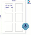 8-1/2 x 11" White Laser Label, 6 Labels per Sheet Measuring 2.625" x 3". SKU: 700W