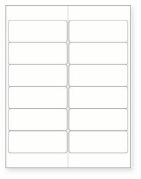 8-1/2 x 11" White Laser Label, 12 Labels per Sheet Measuring 4" x 1.5". SKU: 70W