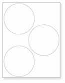 8-1/2 x 11" White Laser Label, 3 Round Labels per Sheet Measuring 4.5" Round. SKU: 715W