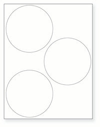 8-1/2 x 11" White Laser Label, 3 Round Labels per Sheet Measuring 4.5" Round. SKU: 715W