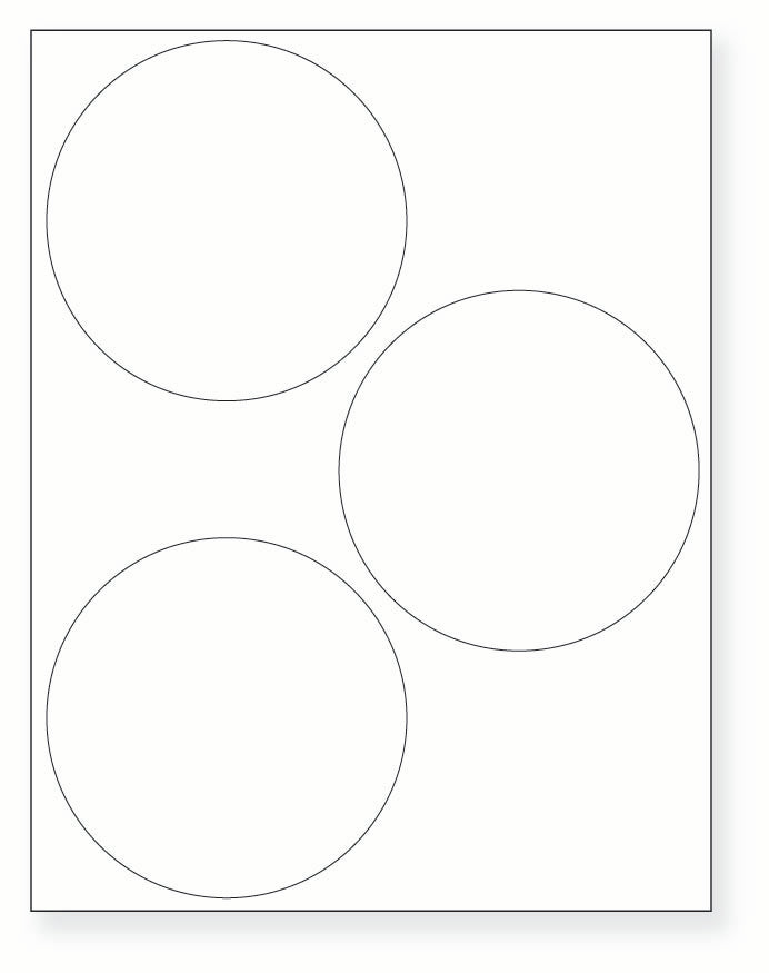 8-1/2 x 11" White Laser Label, 3 Round Labels per Sheet Measuring 4.5" Round. SKU: 715W