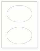 8-1/2 x 11" White Laser Label, 2 Oval Labels per Sheet Measuring 6" x 4". SKU: 720W