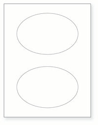 8-1/2 x 11" White Laser Label, 2 Oval Labels per Sheet Measuring 6" x 4". SKU: 720W