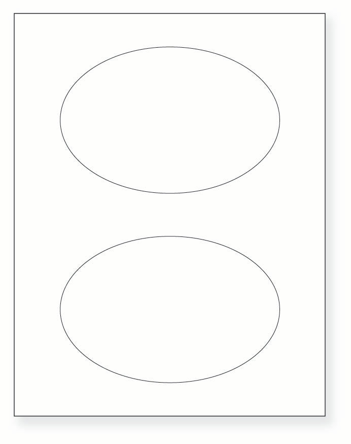 8-1/2 x 11" White Laser Label, 2 Oval Labels per Sheet Measuring 6" x 4". SKU: 720W