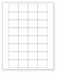 8-1/2 x 11" White Laser Label, 32 Labels per Sheet Measuring 1.59375" x 1.3". SKU: 76W