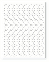 8-1/2 x 11" White Laser Label, 80 Round Labels per Sheet Measuring 0.875" Round. SKU: 81W