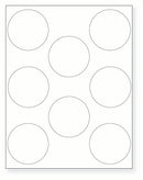 8-1/2 x 11" White Laser Label, 8 Round Labels per Sheet Measuring 2.75" Round. SKU: 822W