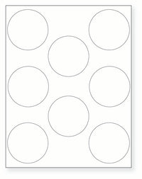 8-1/2 x 11" White Laser Label, 8 Round Labels per Sheet Measuring 2.75" Round. SKU: 822W