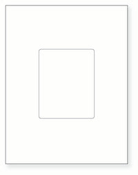 8-1/2 x 11" White Laser Label, 1 Label per Sheet Centerd, Measuring 3.8584" x 4.8037". SKU: 827W