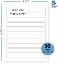 8-1/2 x 11" White Laser Label, 10 Labels per Sheet Measuring 7.5" x 0.75". SKU: 864W