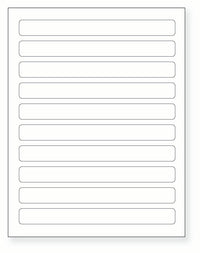8-1/2 x 11" White Laser Label, 10 Labels per Sheet Measuring 7.5" x 0.75". SKU: 864W