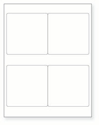 8-1/2 x 11" White Laser Label, 4 Labels per Sheet Measuring 4" x 4". SKU: 877W