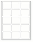 8-1/2 x 11" White Laser Label, 15 Labels per Sheet Measuring 2.5" x 2". SKU: 87W