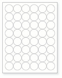 8-1/2 x 11" White Laser Label, 48 Round Labels per Sheet Measuring 1.25" Round. SKU: 92W