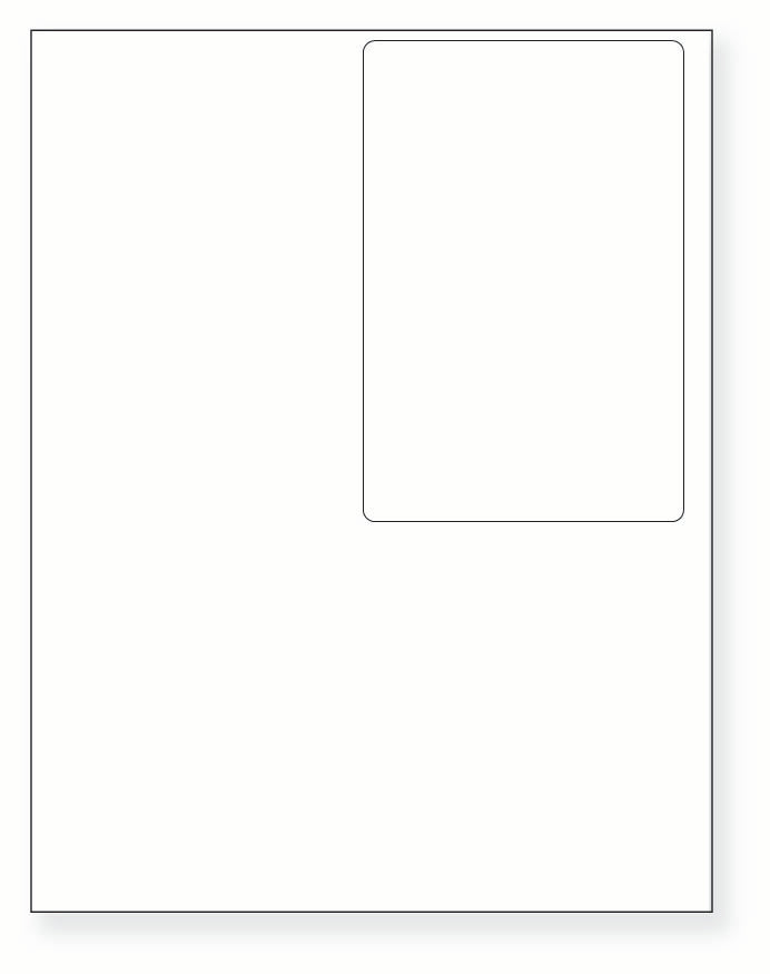 8-1/2 x 11" White Laser Label, 1 Label per Sheet on Top Right, Measuring 4 X 6". SKU: 99W