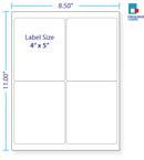 8-1/2 x 11" White Laser Label, 4 Labels per Sheet Measuring 4" x 5". SKU: B11W