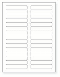 8-1/2 x 11" White Laser Label, 30 Labels per Sheet Measuring 3.4375" x 0.667". SKU: B126W