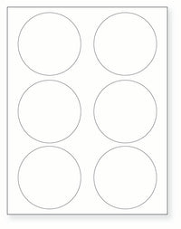 8-1/2 x 11" White Laser Label, 6 Round Labels per Sheet Measuring 3.33" Round. SKU: B145W