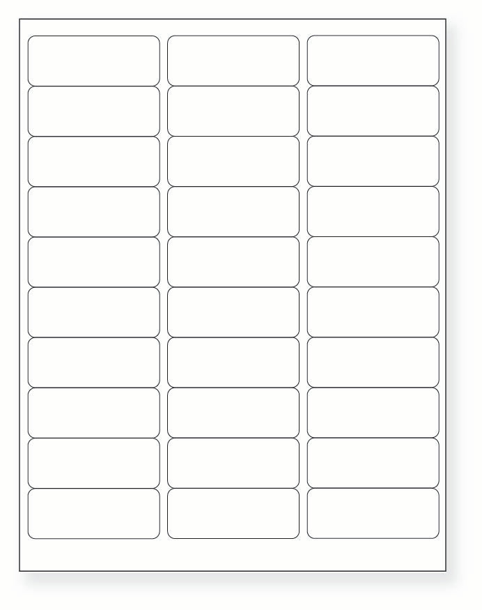 8-1/2 x 11" White Laser Label, 30 Labels per Sheet Measuring 2.625" x 1". SKU: B16W