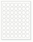 8-1/2 x 11" White Laser Label, 63 Round Labels per Sheet Measuring 1" Round. SKU: B185W