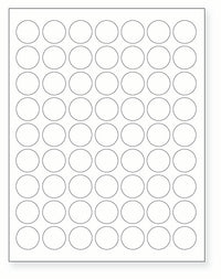 8-1/2 x 11" White Laser Label, 63 Round Labels per Sheet Measuring 1" Round. SKU: B185W