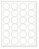 8-1/2 x 11" White Laser Label, 24 Round Labels per Sheet Measuring 1.66" Round. SKU: B212W