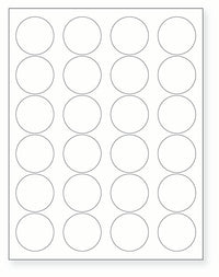 8-1/2 x 11" White Laser Label, 24 Round Labels per Sheet Measuring 1.66" Round. SKU: B212W
