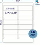 8-1/2 x 11" White Laser Label, 14 Labels per Sheet Measuring 4" x 1.33". SKU: B51W