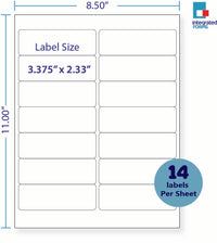 8-1/2 x 11" White Laser Label, 14 Labels per Sheet Measuring 4" x 1.33". SKU: B51W