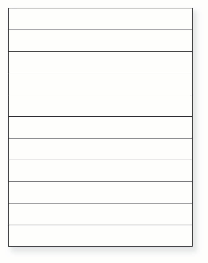 8-1/2 x 11" White Laser Label, 11 Labels per Sheet Measuring 8.5" x 1". SKU: B54W