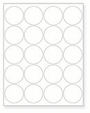 8-1/2 x 11" White Laser Label, 20 Round Labels per Sheet Measuring 2" Round. SKU: B585W