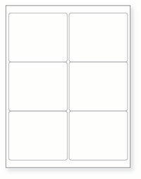 8-1/2 x 11" White Laser Label, 6 Labels per Sheet Measuring 4" x 3.33". SKU: B96W